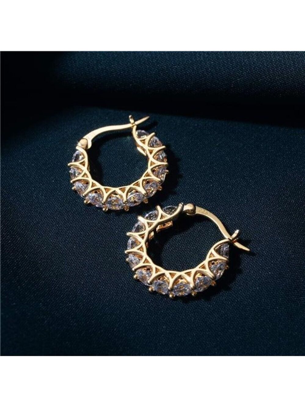 14k Gold Earrings Cubic Zirconia Hoop Diamond Huggies Earrings for Women